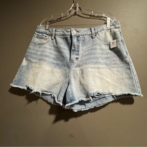 Time and Tru Blue 100% Cotton Jean Shorts with Distressed Hem Size 18